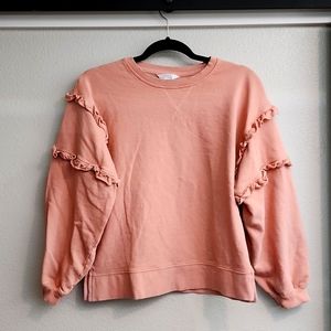 🍑 Peach Colored Ruffle Sweatshirt Size M